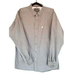 Ariat Pro Series Mens XL Fitted Long Sleeve Button Down Shirt Black White Grid